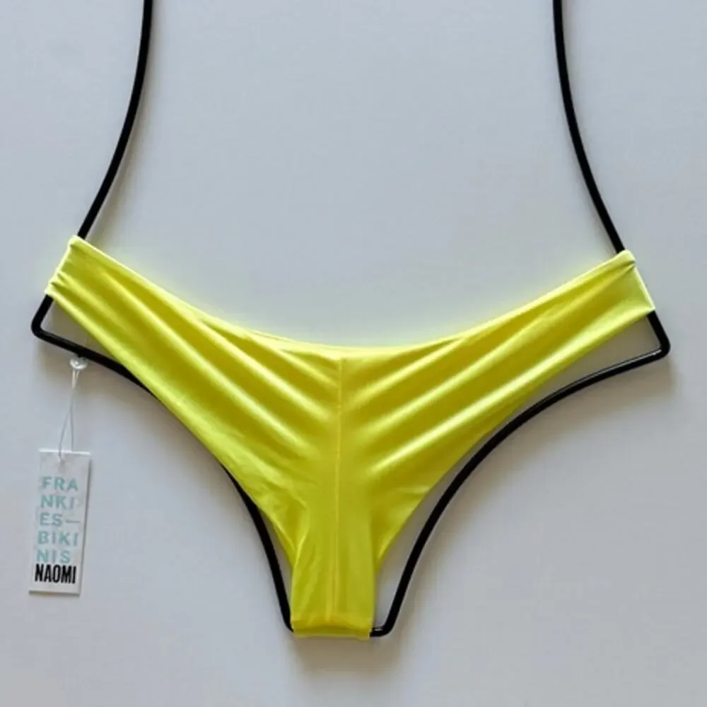 Frankie’s Bikinis Marina Satin Cheeky Bikini Bottom - Lemon Drop - S - NWT